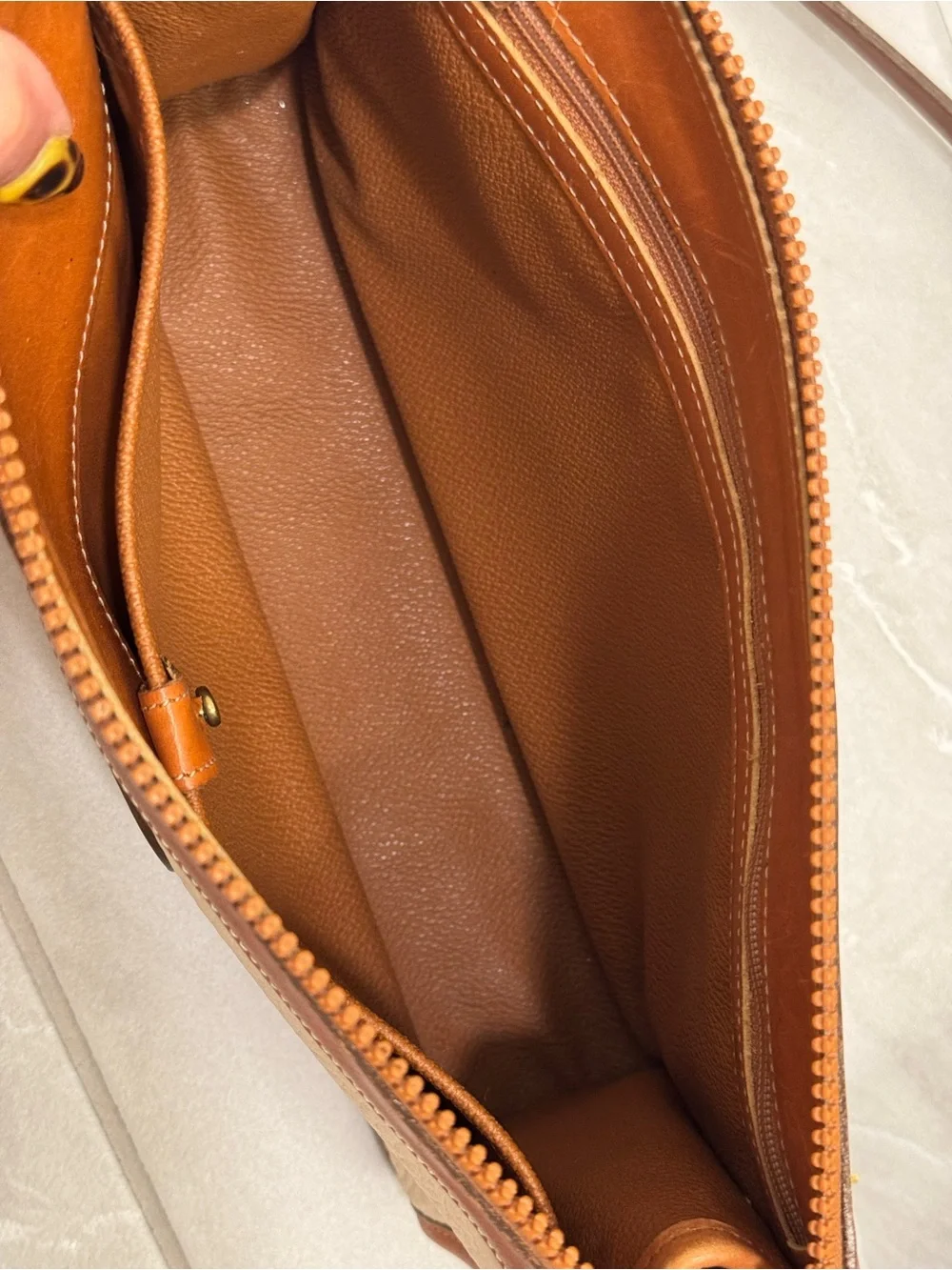 Dooney & Bourke Cream and Brown Leather Crossbody Shoulder Bag